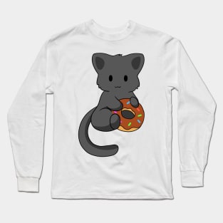 Black Cat with donut Long Sleeve T-Shirt